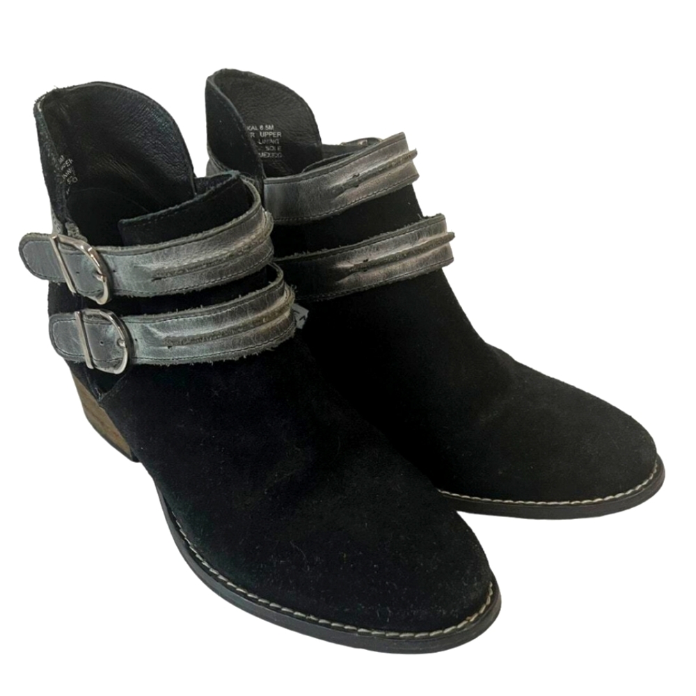 STEVE MADDEN BLACK SUEDE ANKLE BOOTS SZ 7.5